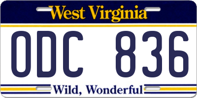 WV license plate ODC836