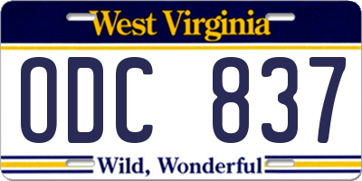 WV license plate ODC837