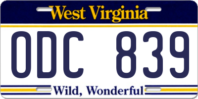 WV license plate ODC839