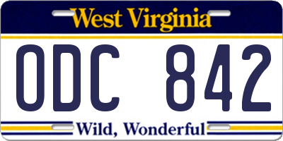 WV license plate ODC842