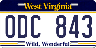 WV license plate ODC843