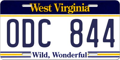 WV license plate ODC844
