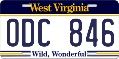 WV license plate ODC846