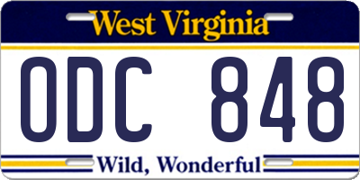 WV license plate ODC848