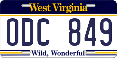 WV license plate ODC849