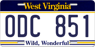 WV license plate ODC851