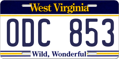 WV license plate ODC853