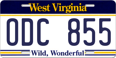 WV license plate ODC855