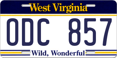 WV license plate ODC857