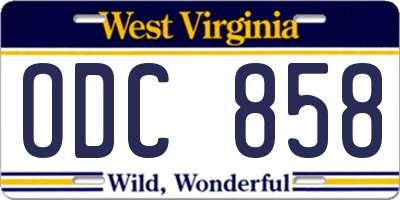 WV license plate ODC858