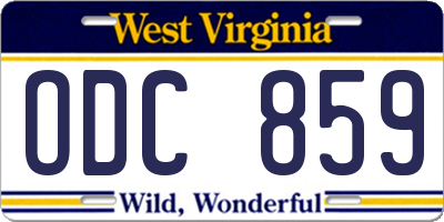 WV license plate ODC859