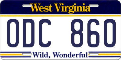 WV license plate ODC860