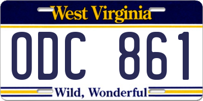 WV license plate ODC861