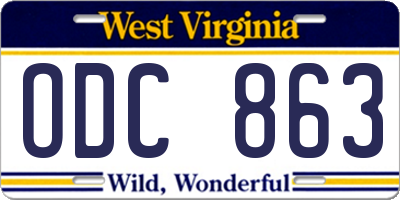 WV license plate ODC863