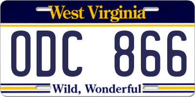 WV license plate ODC866
