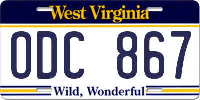 WV license plate ODC867