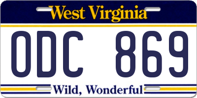 WV license plate ODC869