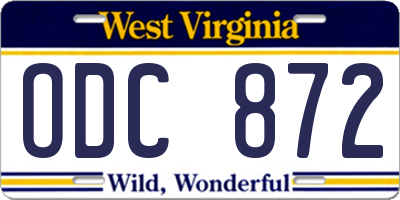 WV license plate ODC872