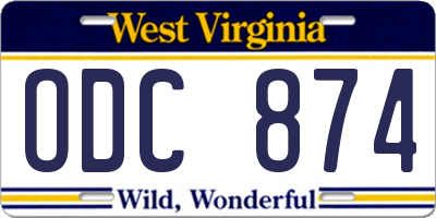 WV license plate ODC874