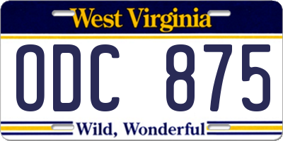 WV license plate ODC875
