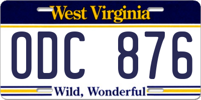WV license plate ODC876