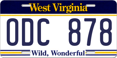 WV license plate ODC878