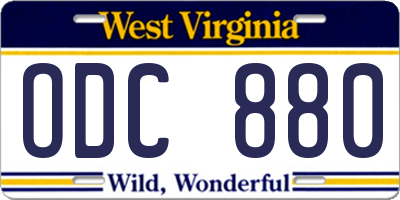 WV license plate ODC880