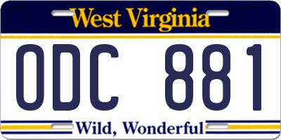 WV license plate ODC881