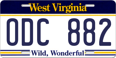 WV license plate ODC882