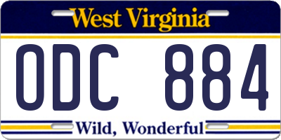 WV license plate ODC884