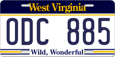 WV license plate ODC885
