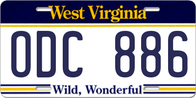 WV license plate ODC886