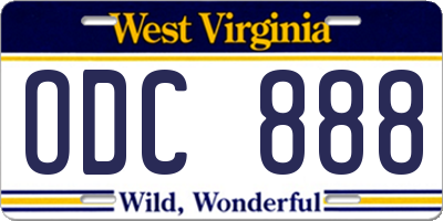 WV license plate ODC888