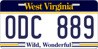 WV license plate ODC889