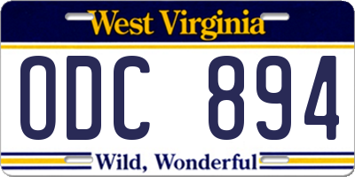 WV license plate ODC894
