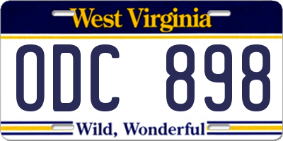WV license plate ODC898