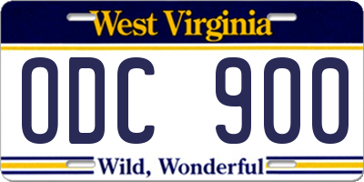 WV license plate ODC900
