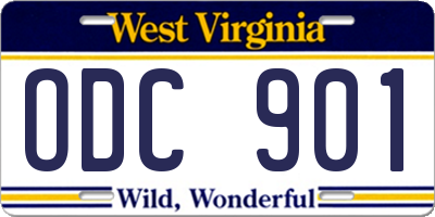 WV license plate ODC901