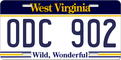 WV license plate ODC902