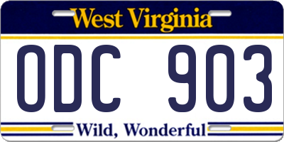 WV license plate ODC903
