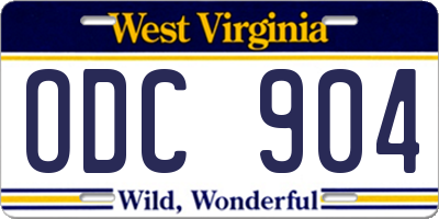 WV license plate ODC904
