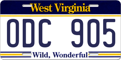 WV license plate ODC905