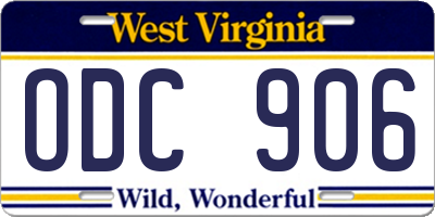 WV license plate ODC906