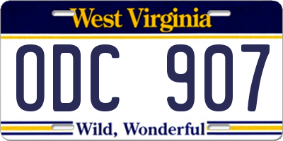 WV license plate ODC907