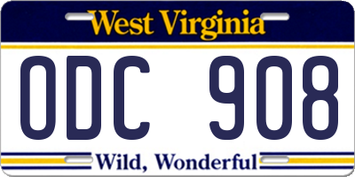 WV license plate ODC908