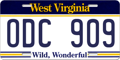 WV license plate ODC909