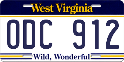 WV license plate ODC912