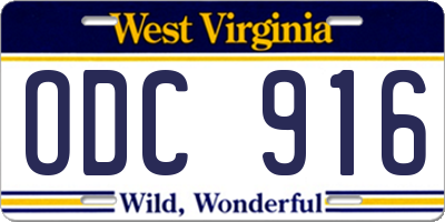 WV license plate ODC916