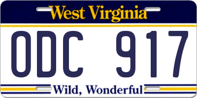 WV license plate ODC917