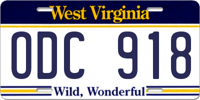 WV license plate ODC918
